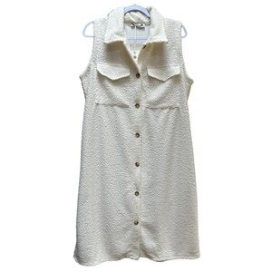NWT Cobblestone Living Cardigan Vest Button Down‎ Cream Cottage Farm Large